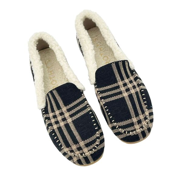 ROTHY'S Merino Wool Blend Slip-on Black Plaid Moccasin Slippers Size 8 NWOB - Picture 7 of 11